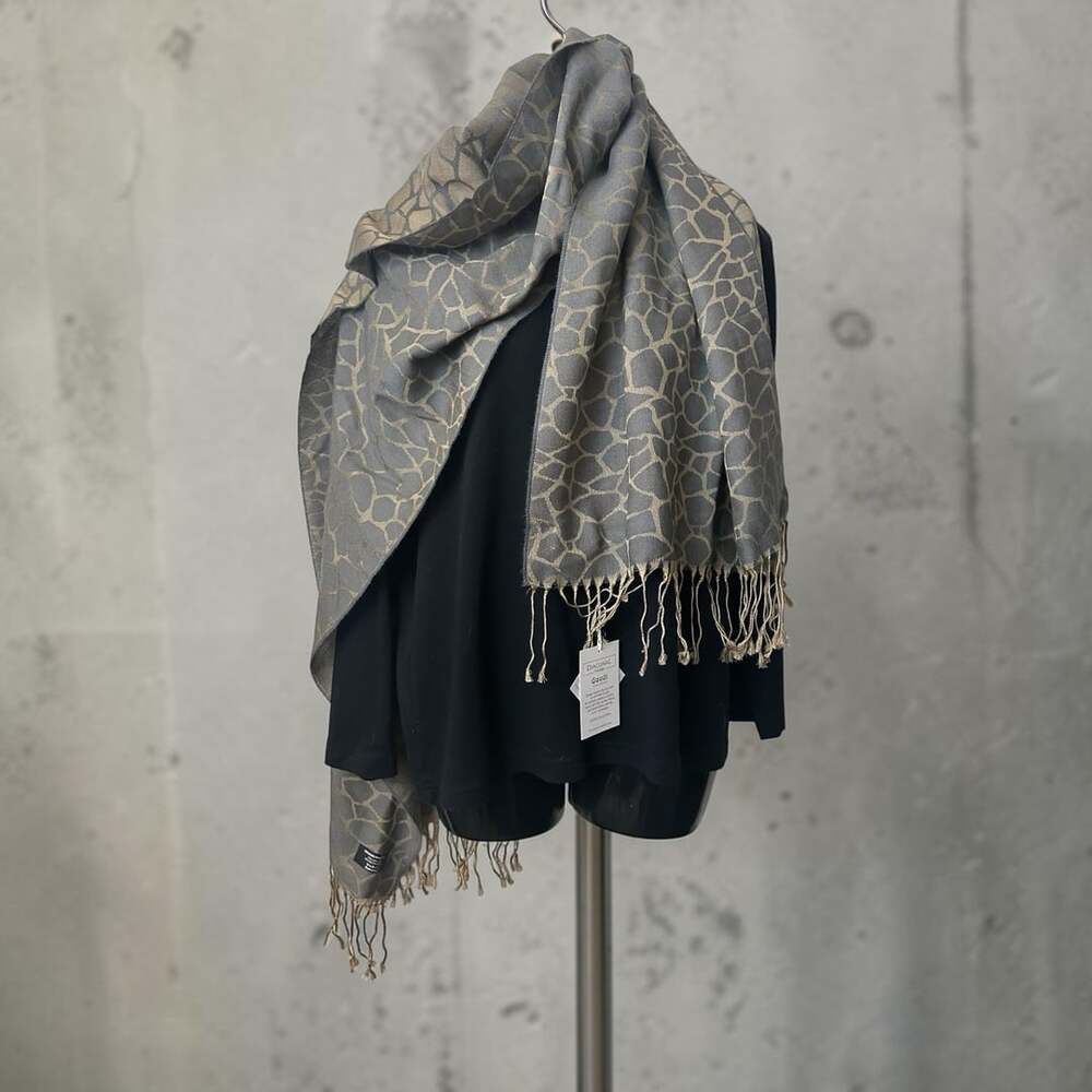 Diagonal Prestige Gaudi Limited Collection Giraffe Pattern Wool Blend Scarf